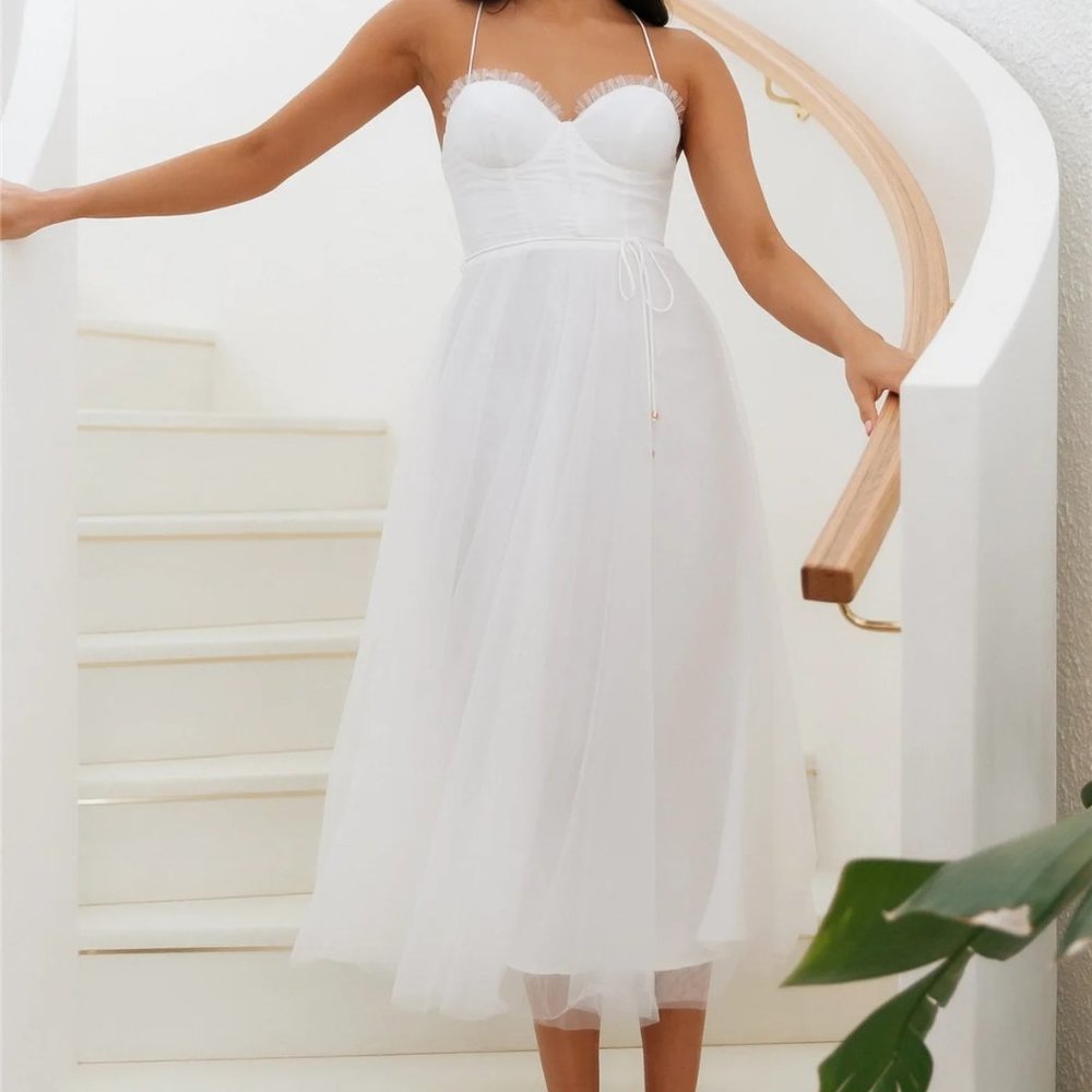 Hello Molly Wandering in the Light Midi Dress White